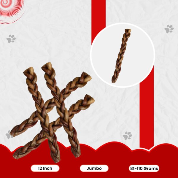 12 inch Jumbo Braided Bully Sticks (80-110 gram) - Image 2