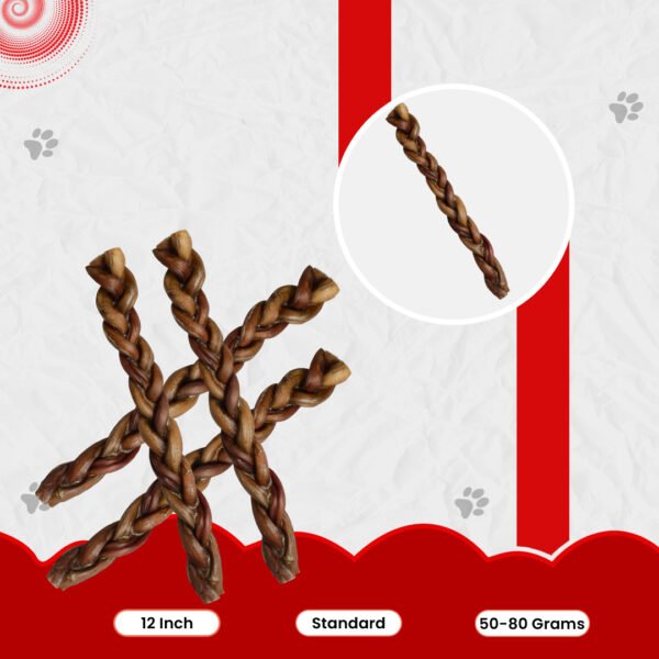 12 inch Standard Braided Bully Sticks (50-80 gram) - Image 2